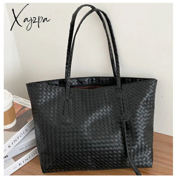 Xajzpa - Vintage Fashion Female Weave Style New High Quality PU Leather Women Designer Handbag High capacity Shoulder Messenger Bag